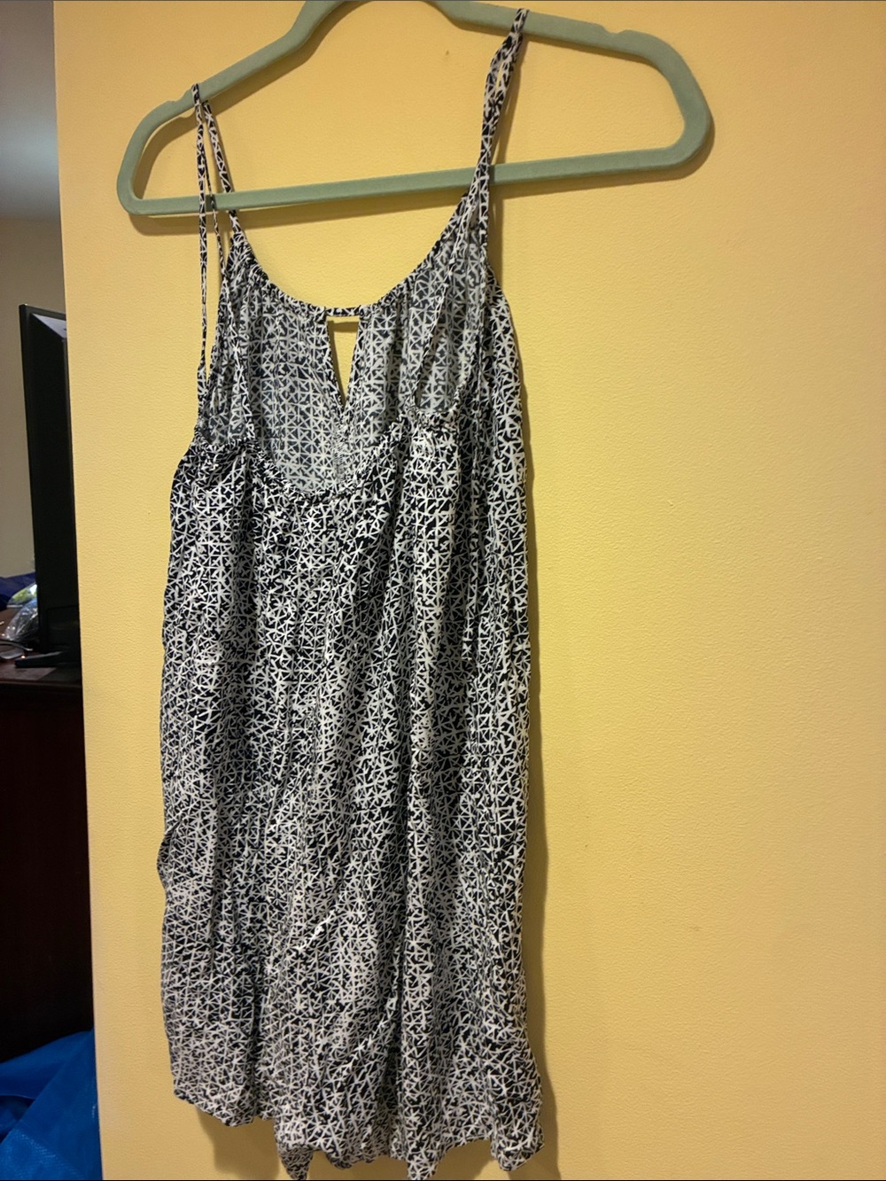 Aeropostale Black & White Printed Spaghetti Strap Romper Sz S